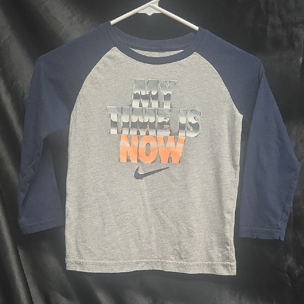 Nike Kids' Navy and Gray Long Sleeve Tee